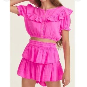 New LoveShackFancy hot pink ruffle skirt (size small).
